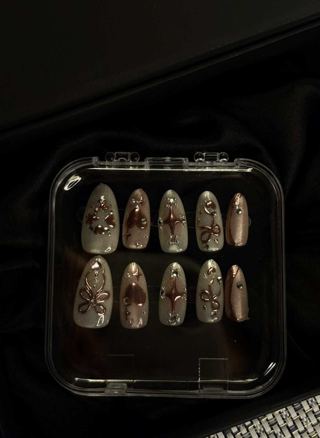 Mocha Luxe  3D Brown & Gold Press-On Nails