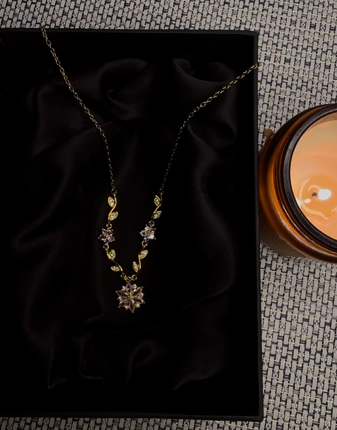 Premium Golden Floral Pendant Necklace