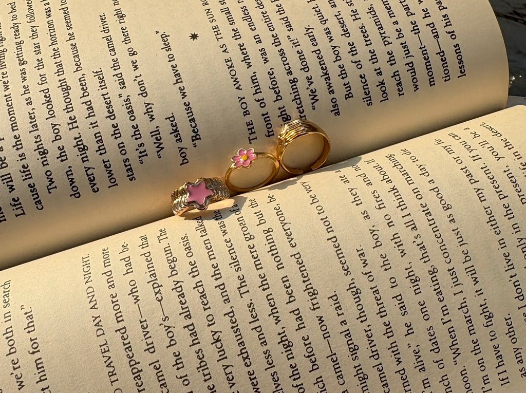 Elegant Gold & Pink Floral Ring