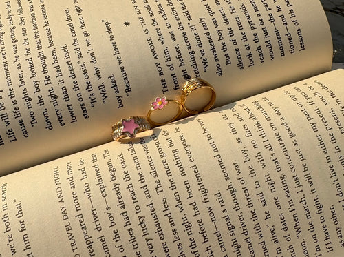 Elegant Gold & Pink Floral Ring