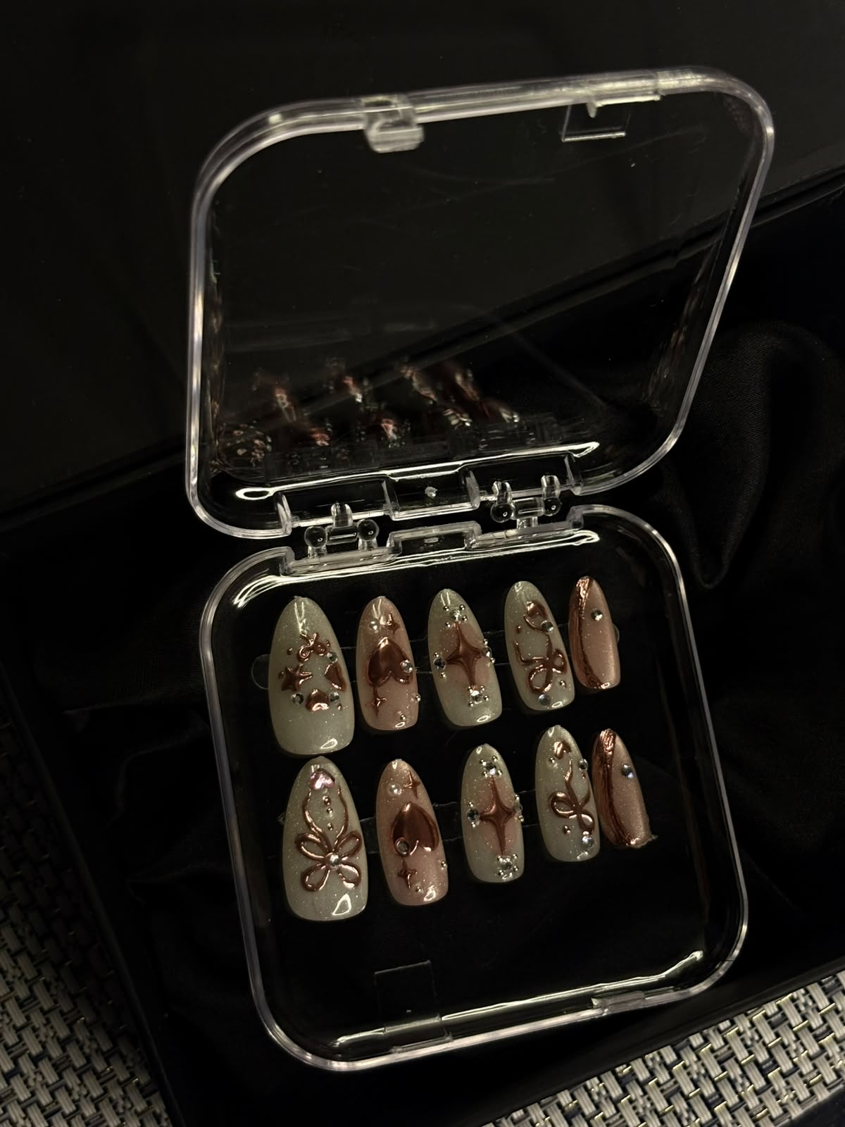 Mocha Luxe  3D Brown & Gold Press-On Nails