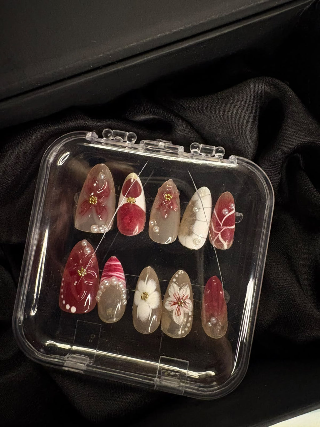 Cherry Blossom Pearl Luxury 3D Press-On Nails